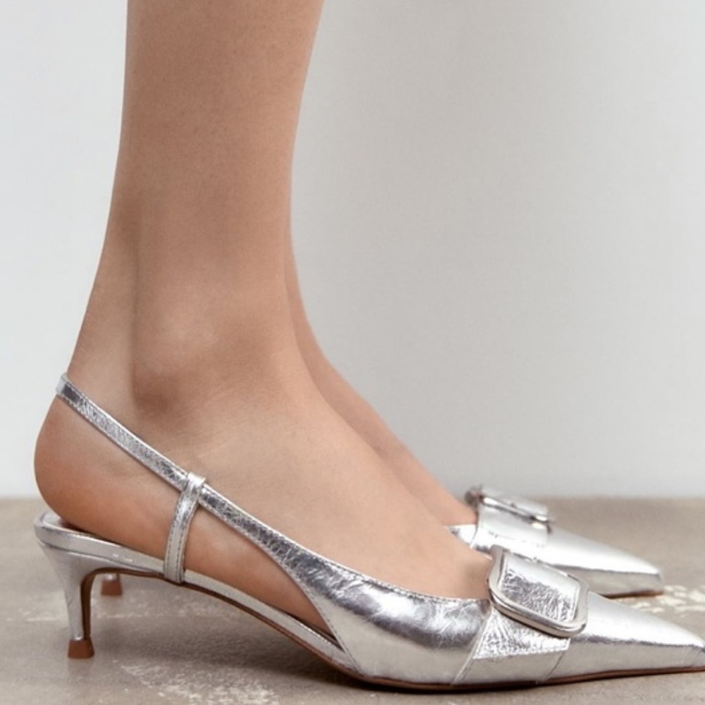 Zara silver slingbacks